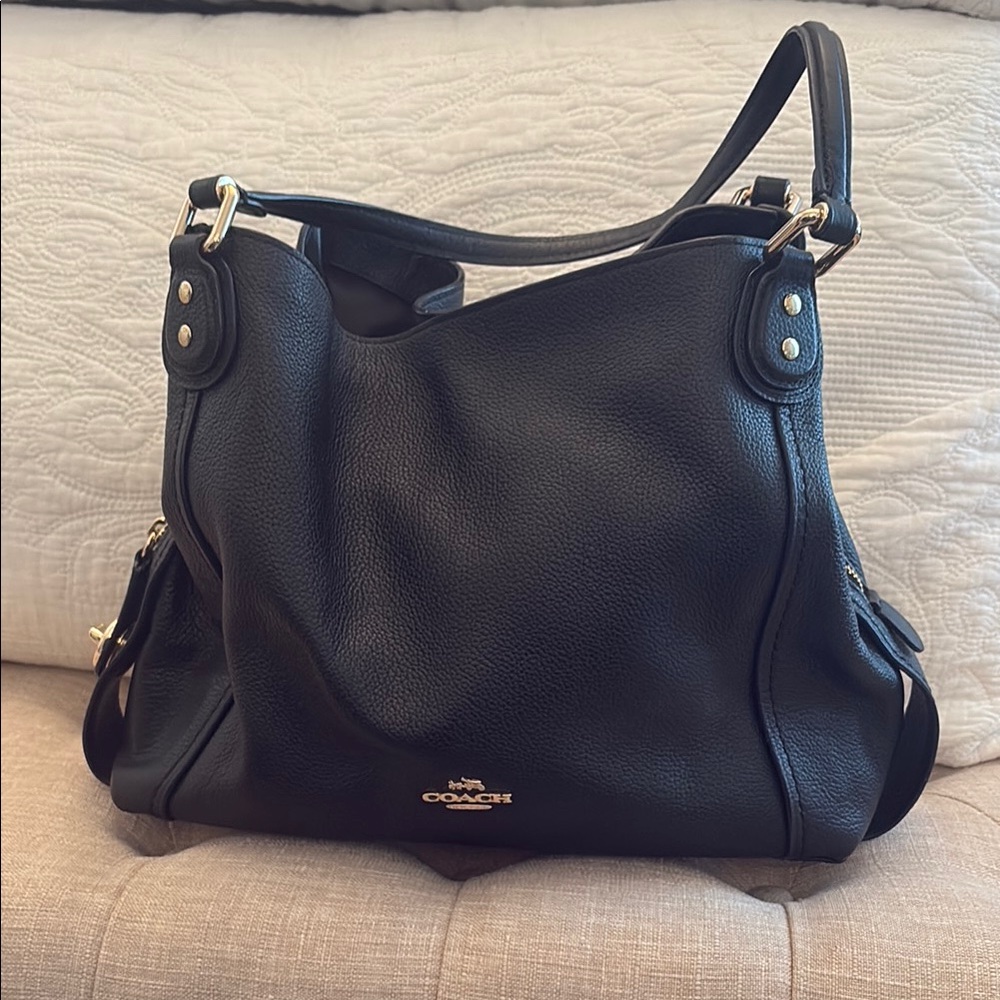 Coach Black Pebbled Leather Shoulder Bag